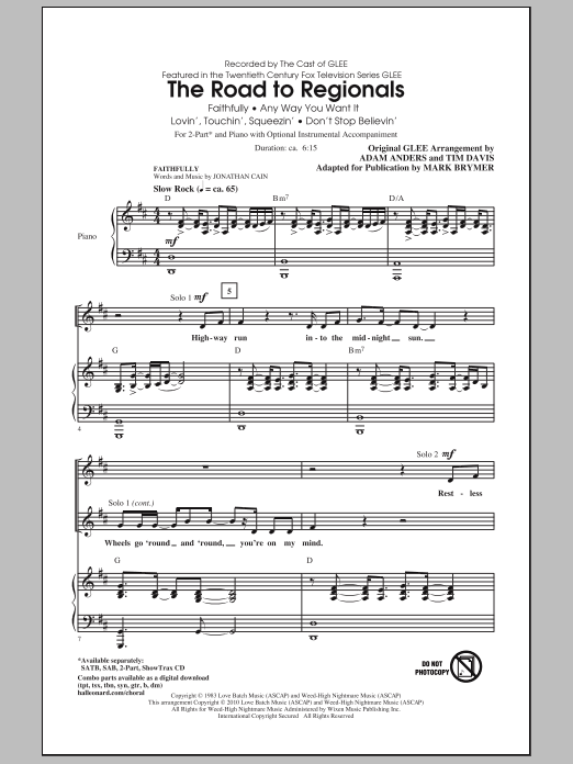 Mark Brymer The Road To Regionals (featured on Glee) Sheet Music Notes & Chords for 2-Part Choir - Download or Print PDF
