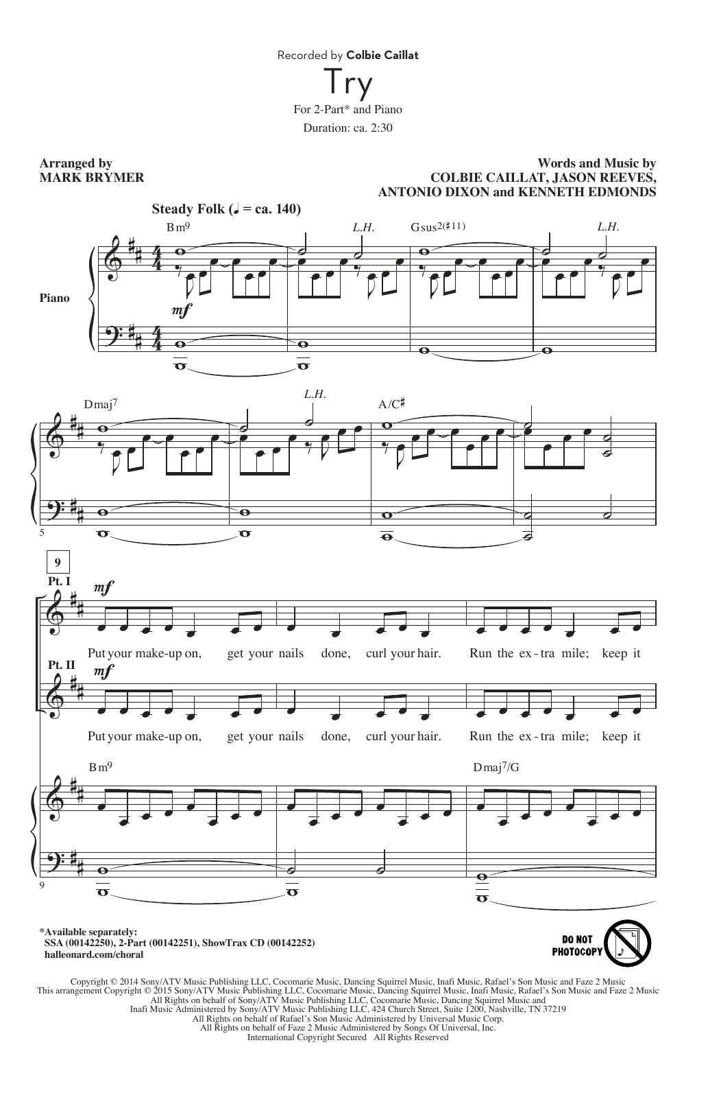 Mark Brymer Try Sheet Music Notes & Chords for 2-Part Choir - Download or Print PDF