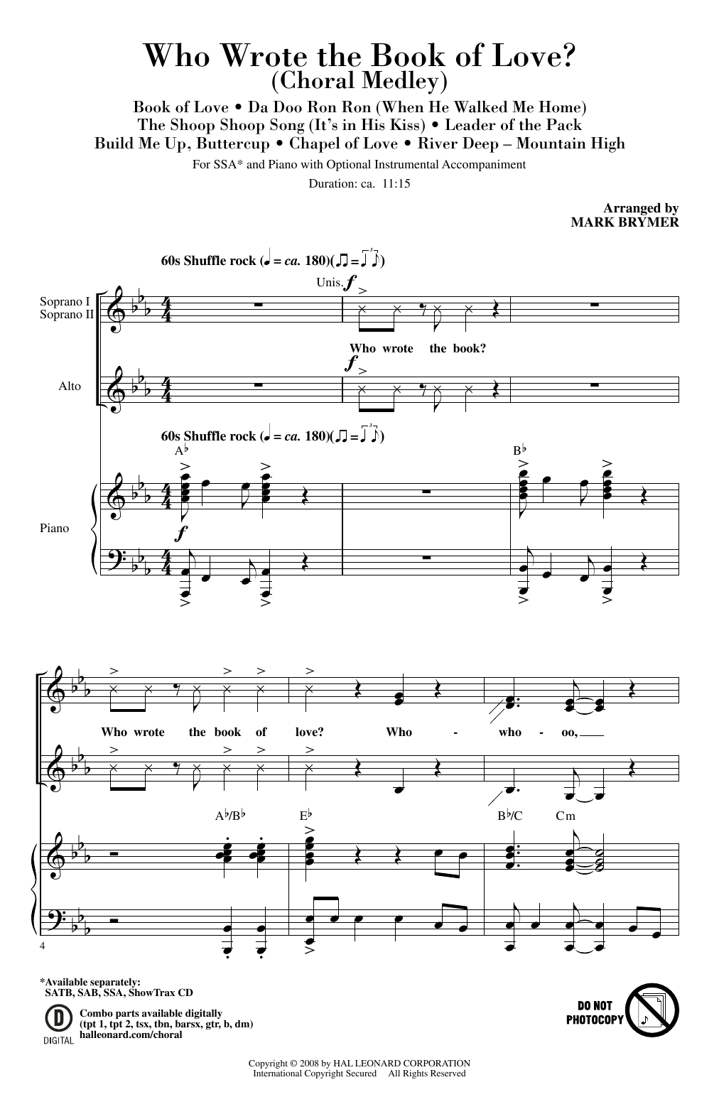 Mark Brymer Who Wrote The Book Of Love? Sheet Music Notes & Chords for SATB Choir - Download or Print PDF