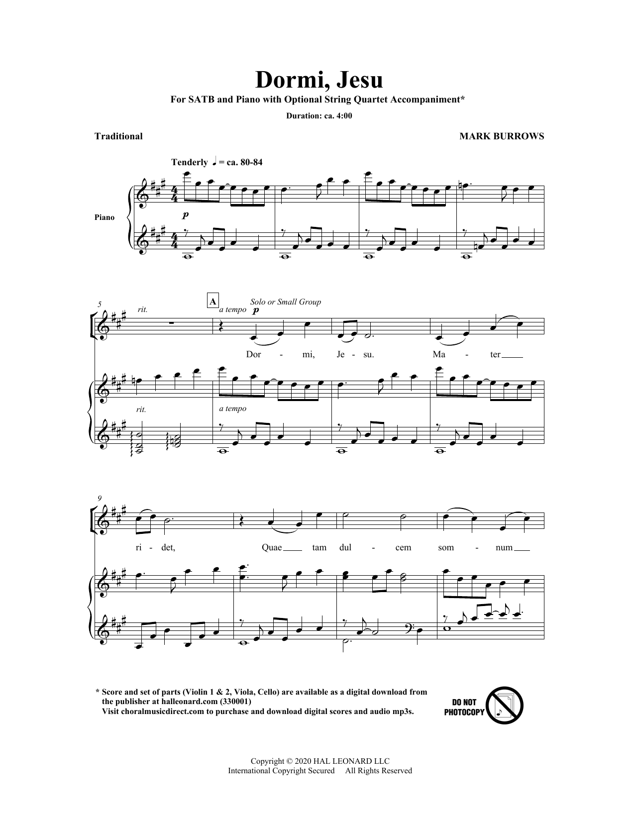 Mark Burrows Dormi, Jesu Sheet Music Notes & Chords for SATB Choir - Download or Print PDF