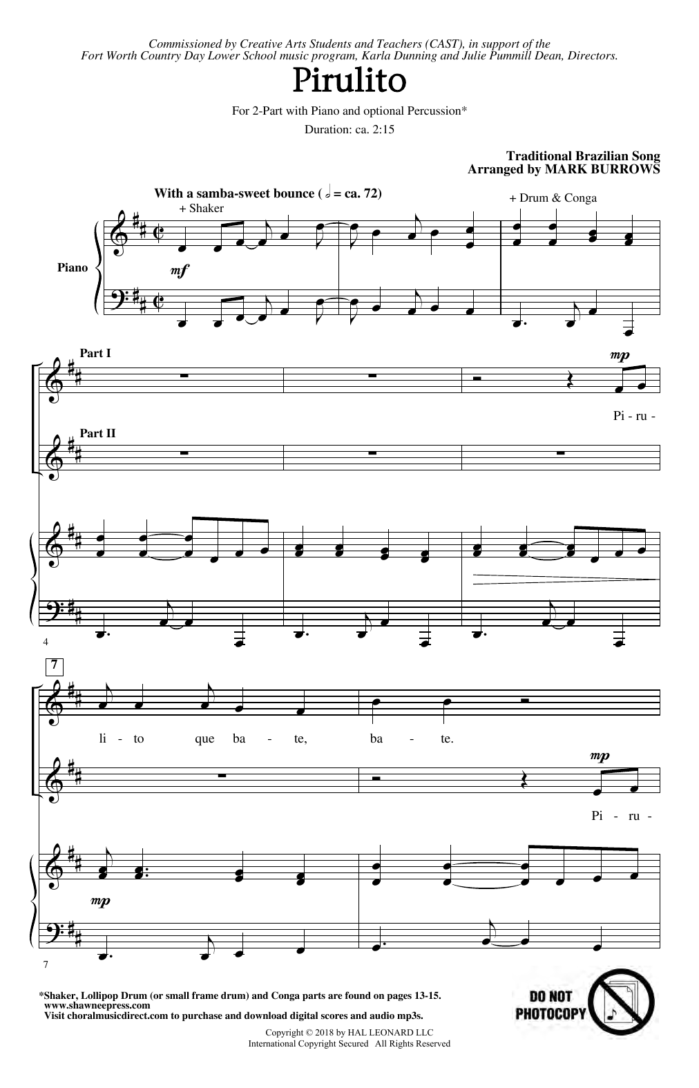 Mark Burrows Pirulito Sheet Music Notes & Chords for 2-Part Choir - Download or Print PDF