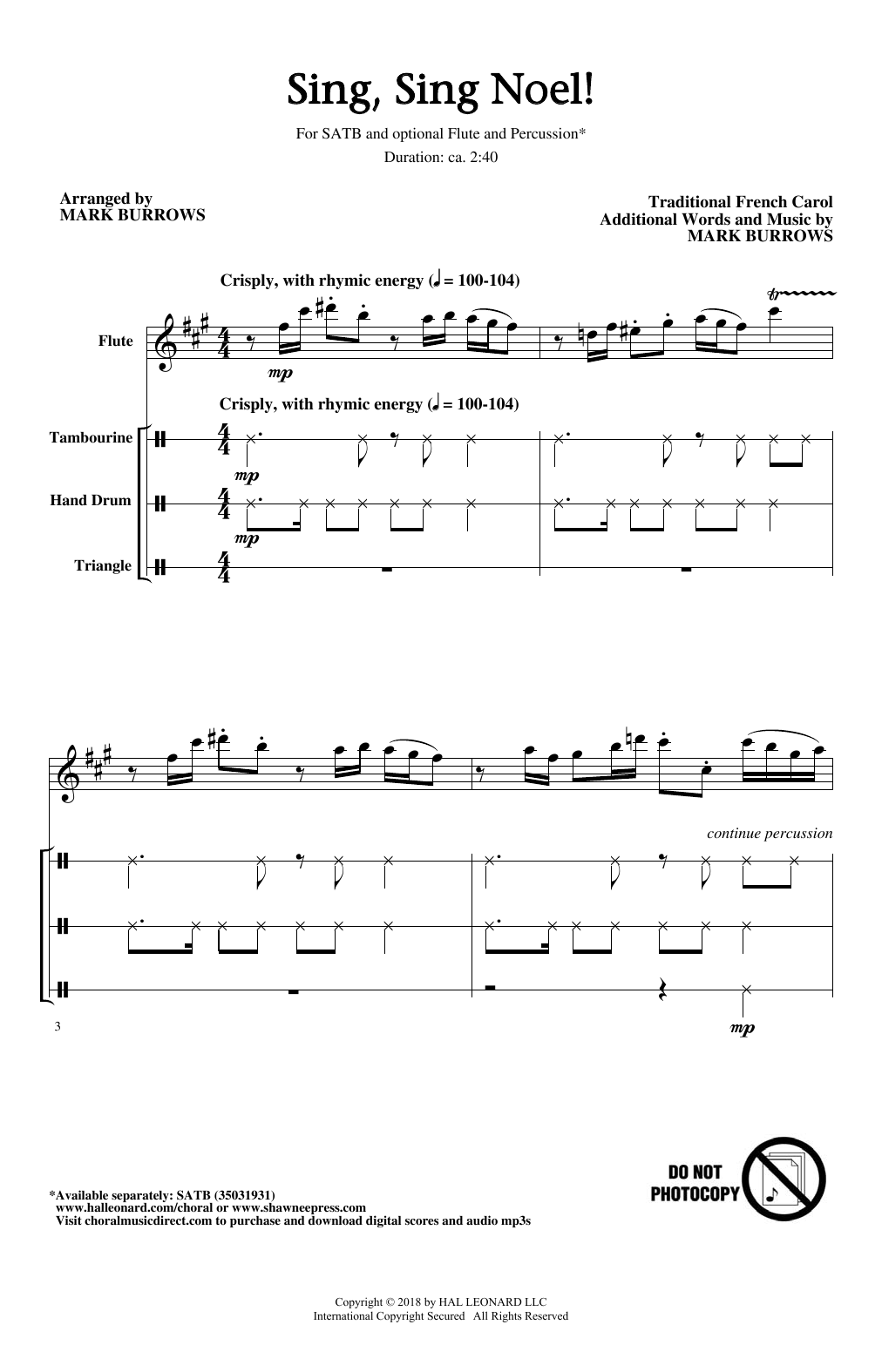Mark Burrows Sing, Sing Noel! Sheet Music Notes & Chords for SATB - Download or Print PDF