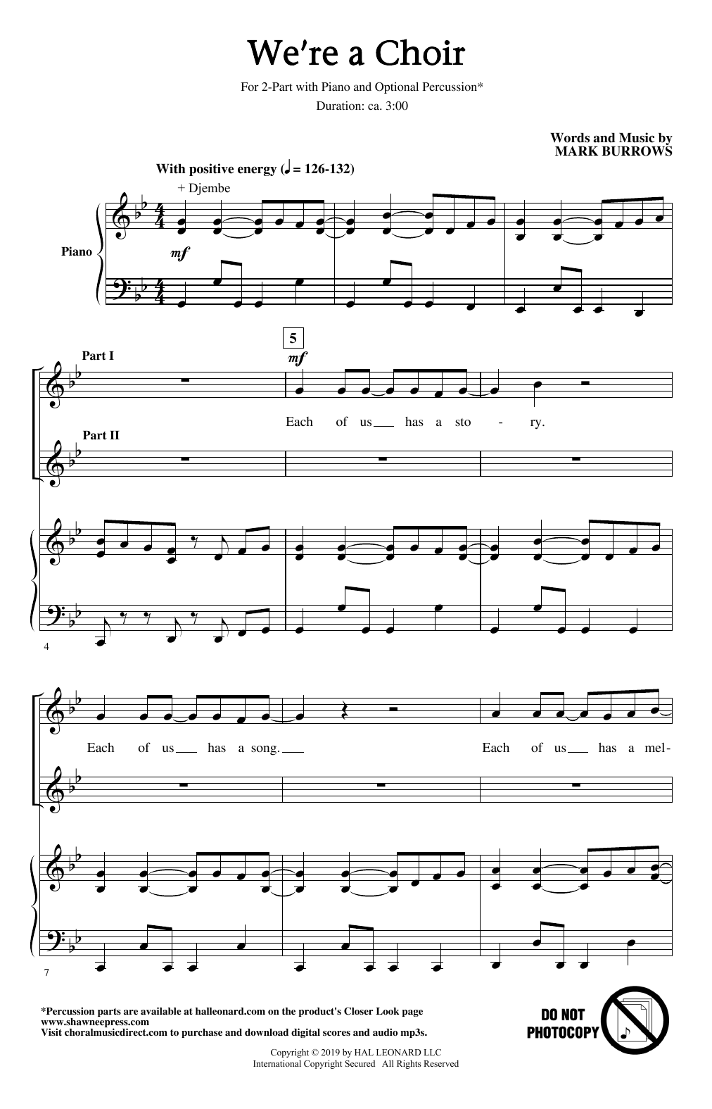 Mark Burrows We're A Choir! Sheet Music Notes & Chords for 2-Part Choir - Download or Print PDF
