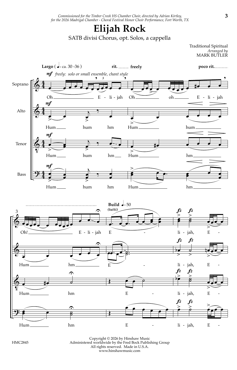 Mark Butler Elijah Rock Sheet Music Notes & Chords for Choir - Download or Print PDF