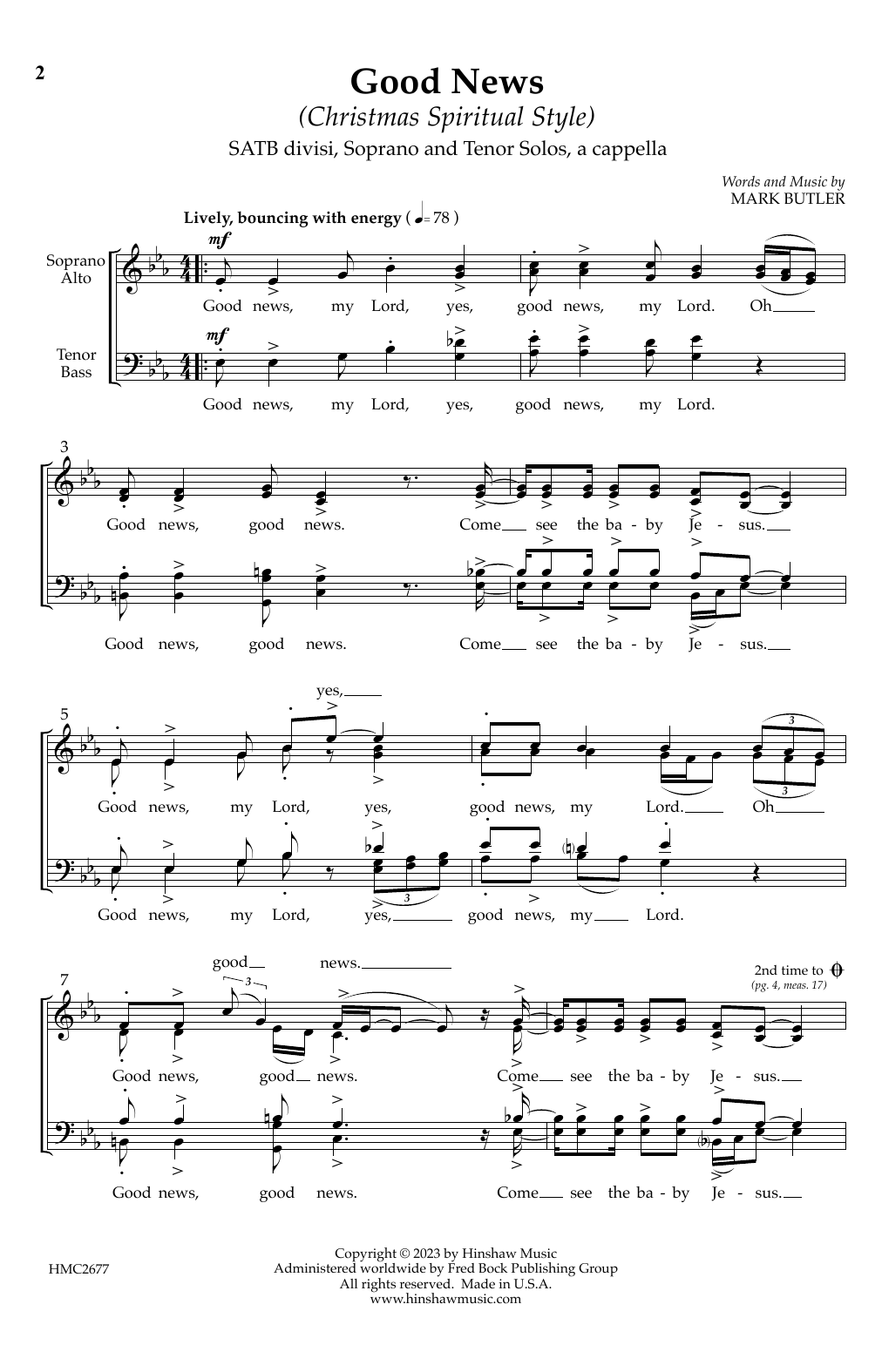 Mark Butler Good News My Lord (Christmas Spiritual Style) Sheet Music Notes & Chords for Choir - Download or Print PDF