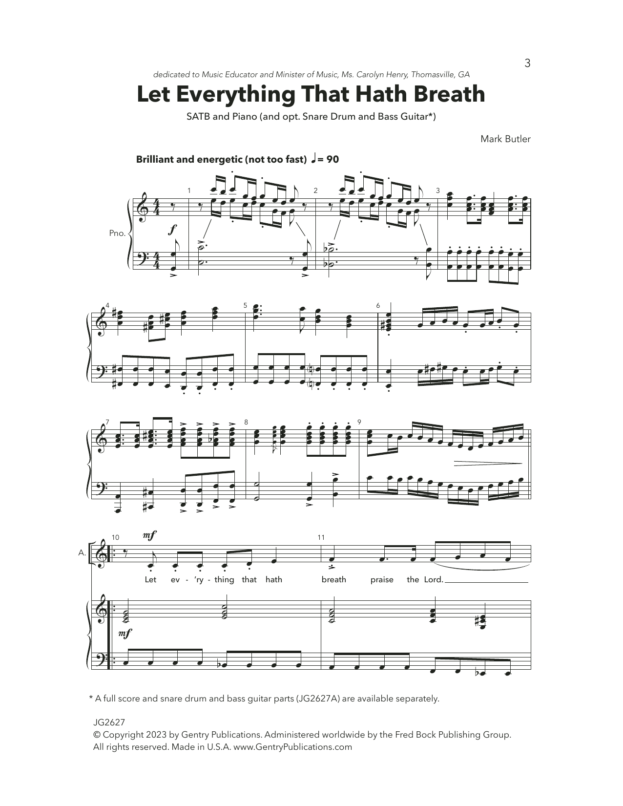 Mark Butler Let Everything That Hath Breath Sheet Music Notes & Chords for SATB Choir - Download or Print PDF