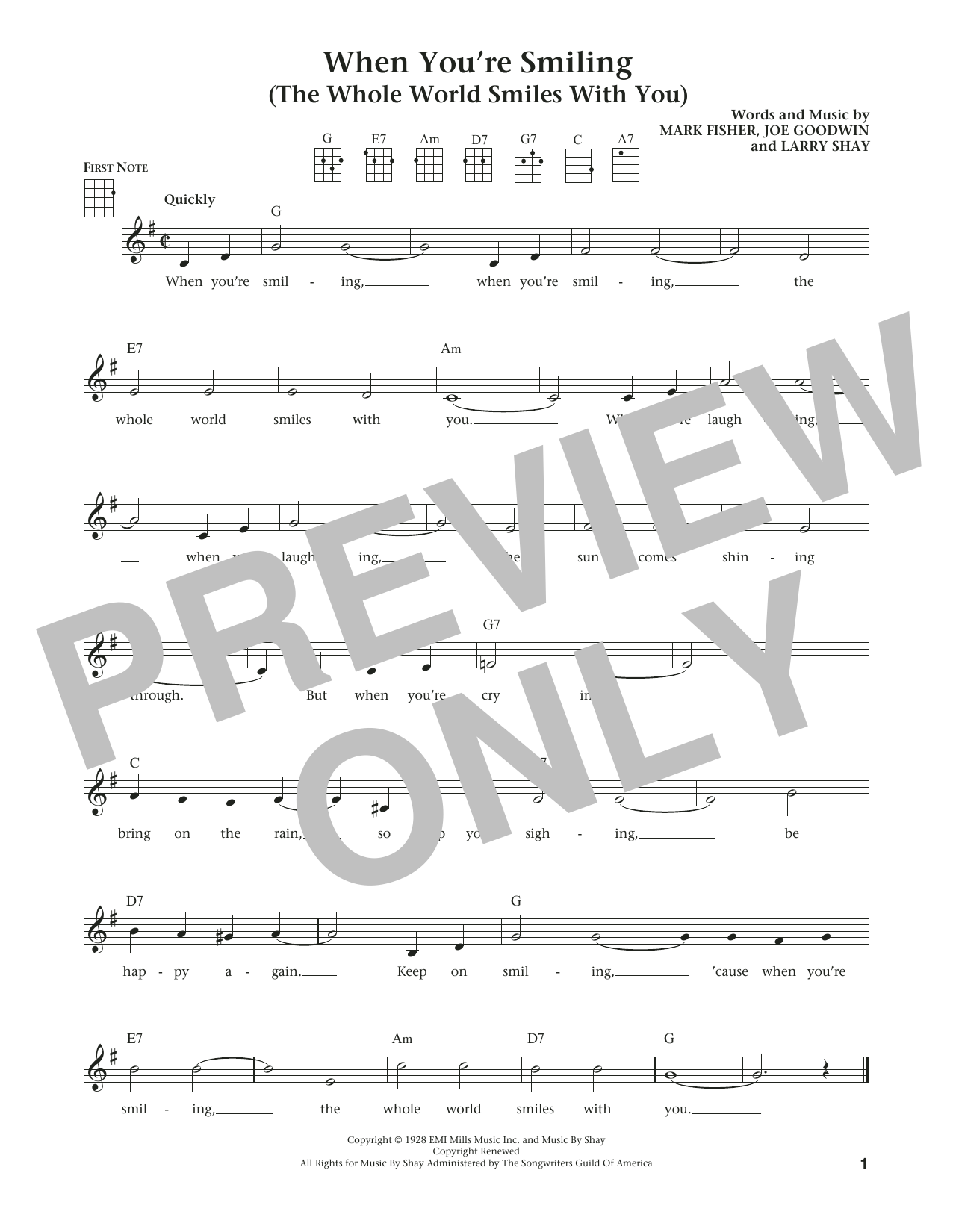 Mark Fisher When You're Smiling (The Whole World Smiles With You) (The Daily Ukulele) (arr. Liz and Jim Beloff) Sheet Music Notes & Chords for Ukulele - Download or Print PDF