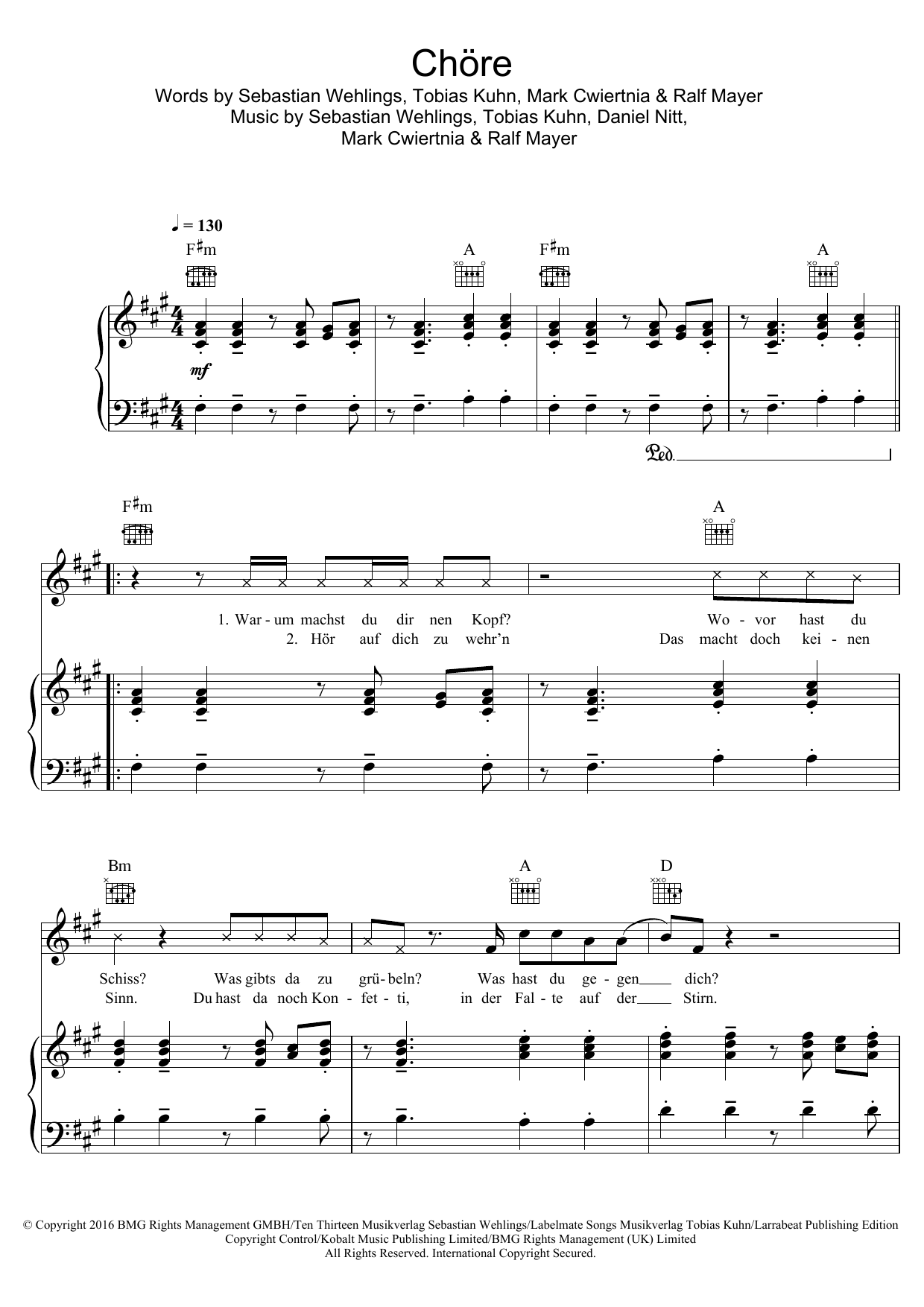 Mark Forster Chore Sheet Music Notes & Chords for Piano, Vocal & Guitar (Right-Hand Melody) - Download or Print PDF