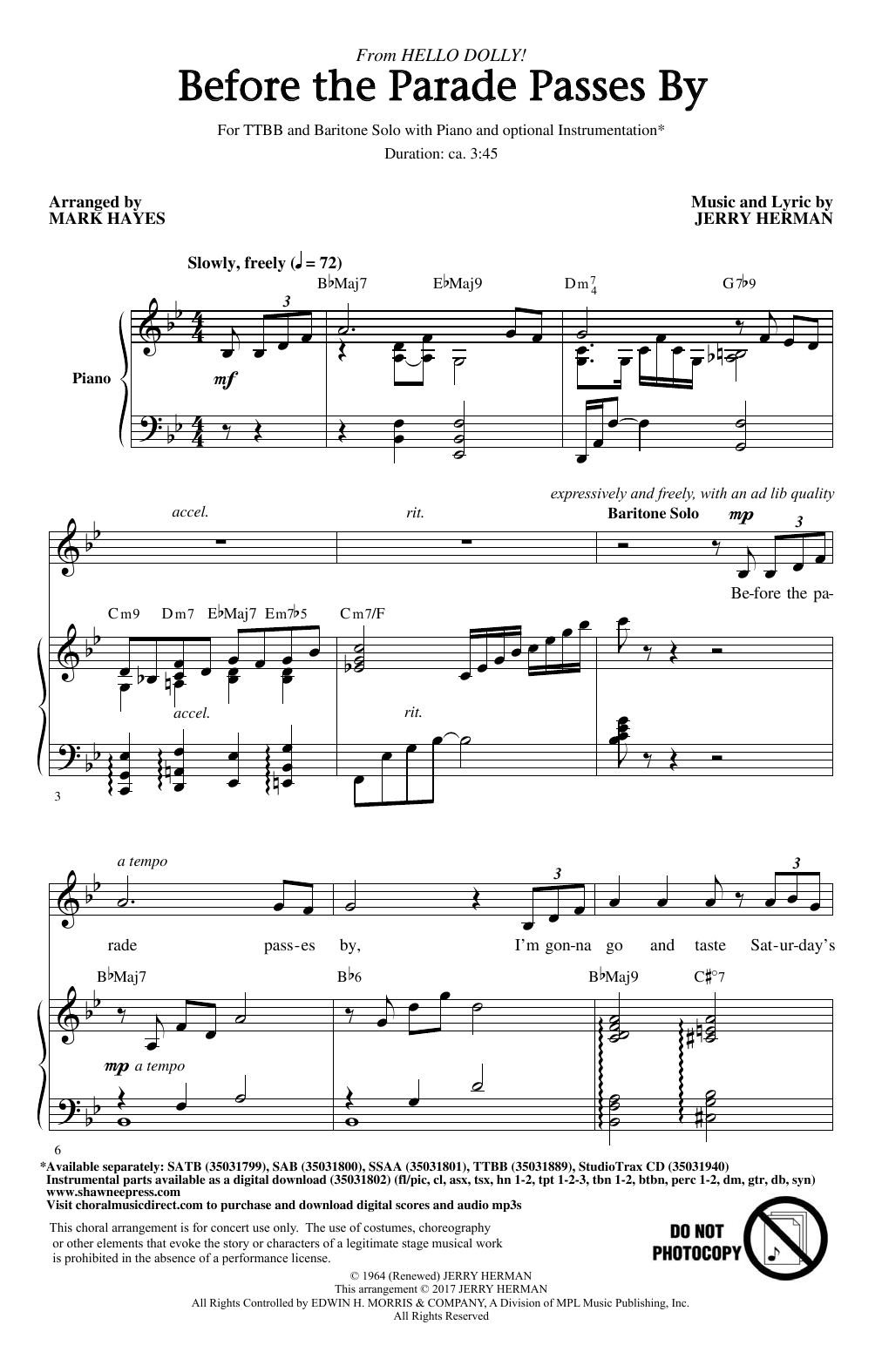 Mark Hayes Before The Parade Passes By Sheet Music Notes & Chords for TTBB - Download or Print PDF