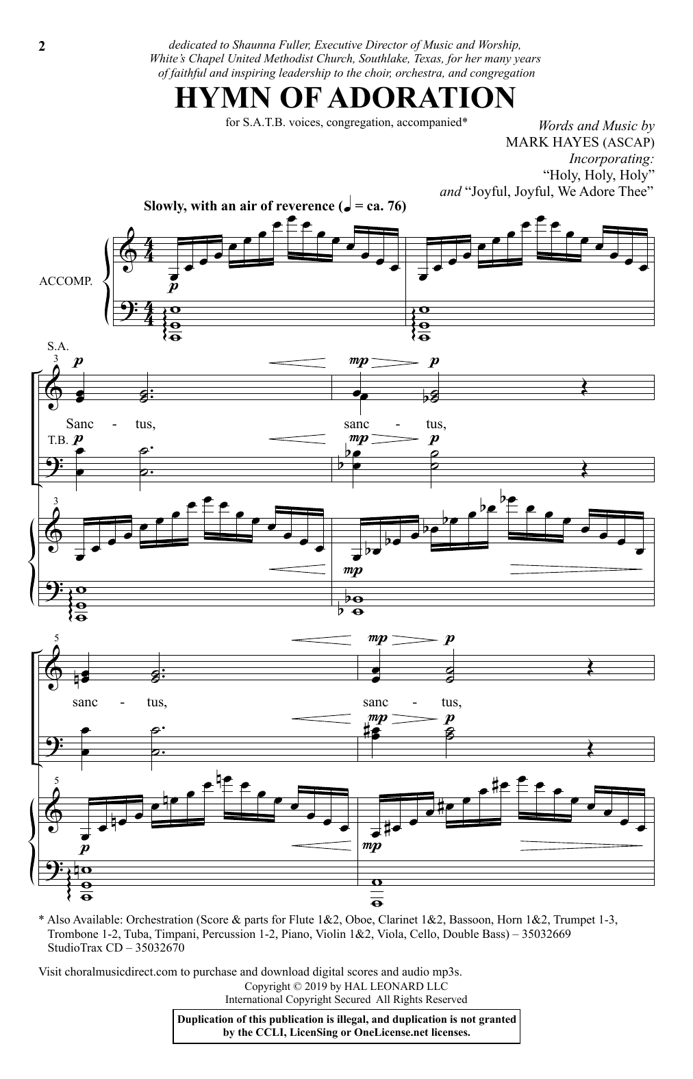 Mark Hayes Hymn Of Adoration (incorporating Mark Hayes Hymn Of Adoration (incorporating