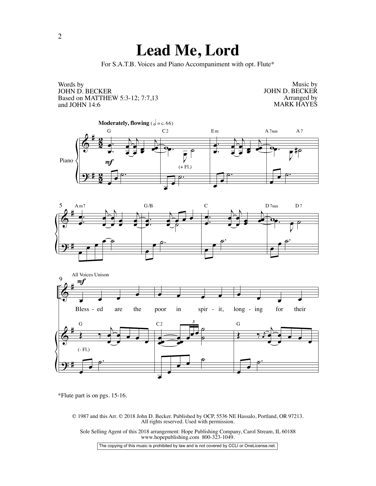 Mark Hayes Lead Me, Lord Sheet Music Notes & Chords for Choral - Download or Print PDF