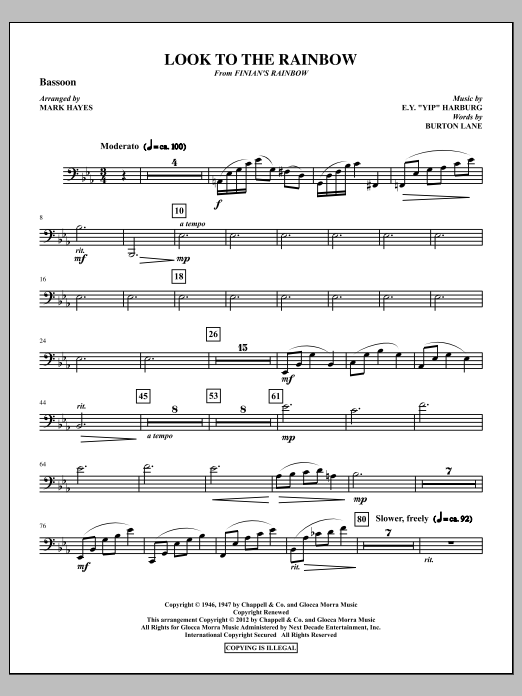 Mark Hayes Look To The Rainbow - Bassoon Sheet Music Notes & Chords for Choir Instrumental Pak - Download or Print PDF
