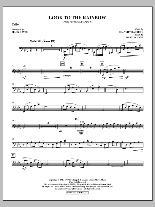Mark Hayes Look To The Rainbow - Cello Sheet Music Notes & Chords for Choir Instrumental Pak - Download or Print PDF