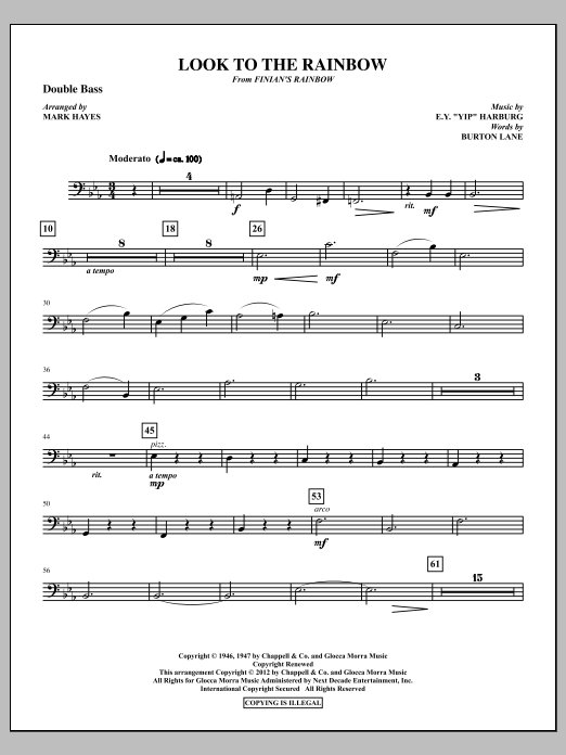 Mark Hayes Look To The Rainbow - Double Bass Sheet Music Notes & Chords for Choir Instrumental Pak - Download or Print PDF