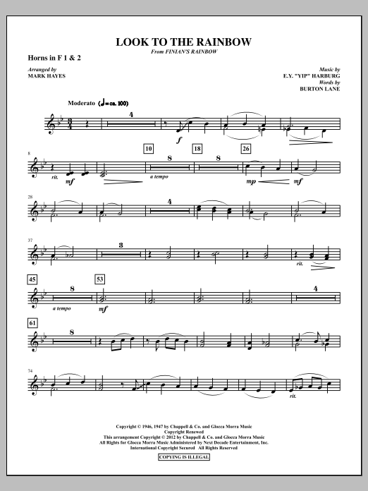 Mark Hayes Look To The Rainbow - F Horn 1,2 Sheet Music Notes & Chords for Choir Instrumental Pak - Download or Print PDF