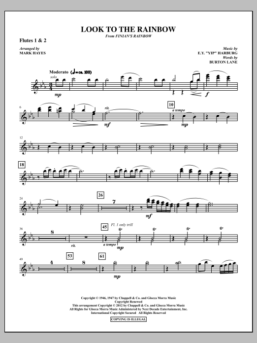 Mark Hayes Look To The Rainbow - Flute 1 & 2 Sheet Music Notes & Chords for Choir Instrumental Pak - Download or Print PDF