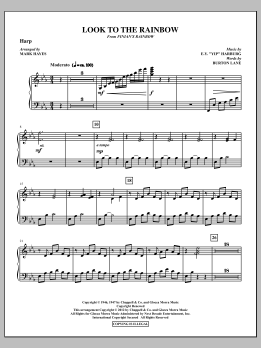 Mark Hayes Look To The Rainbow - Harp Sheet Music Notes & Chords for Choir Instrumental Pak - Download or Print PDF