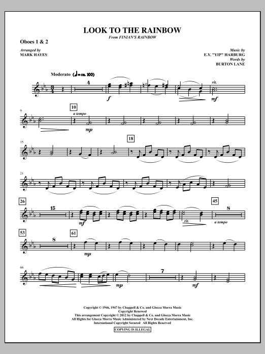 Mark Hayes Look To The Rainbow - Oboe 1 & 2 Sheet Music Notes & Chords for Choir Instrumental Pak - Download or Print PDF