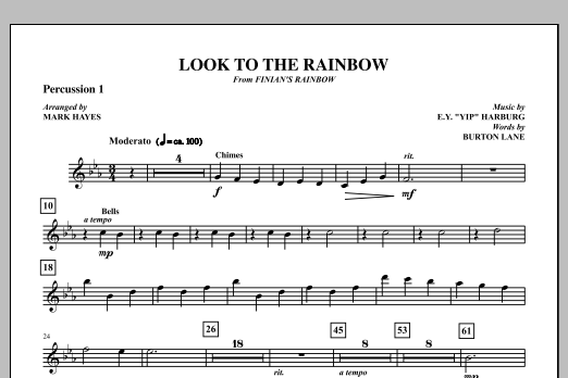 Mark Hayes Look To The Rainbow - Percussion 1 Sheet Music Notes & Chords for Choir Instrumental Pak - Download or Print PDF