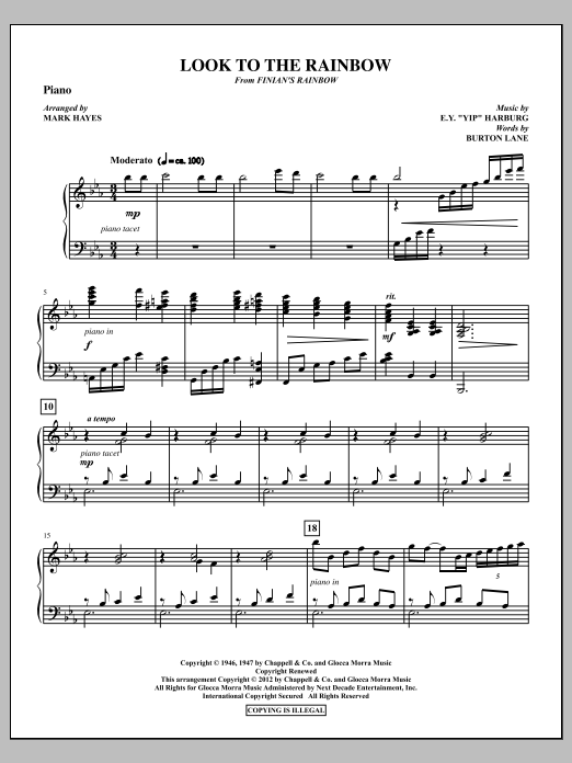Mark Hayes Look To The Rainbow - Piano Sheet Music Notes & Chords for Choir Instrumental Pak - Download or Print PDF