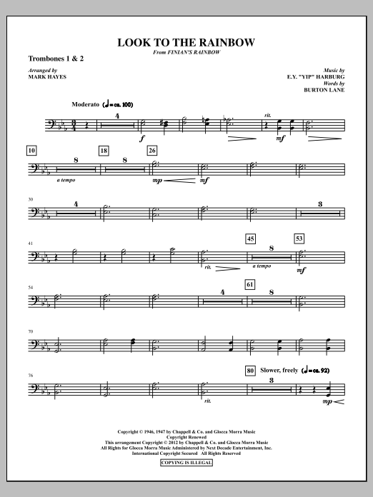 Mark Hayes Look To The Rainbow - Trombone 1 & 2 Sheet Music Notes & Chords for Choir Instrumental Pak - Download or Print PDF