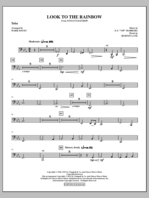 Mark Hayes Look To The Rainbow - Tuba Sheet Music Notes & Chords for Choir Instrumental Pak - Download or Print PDF