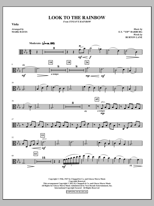 Mark Hayes Look To The Rainbow - Viola Sheet Music Notes & Chords for Choir Instrumental Pak - Download or Print PDF