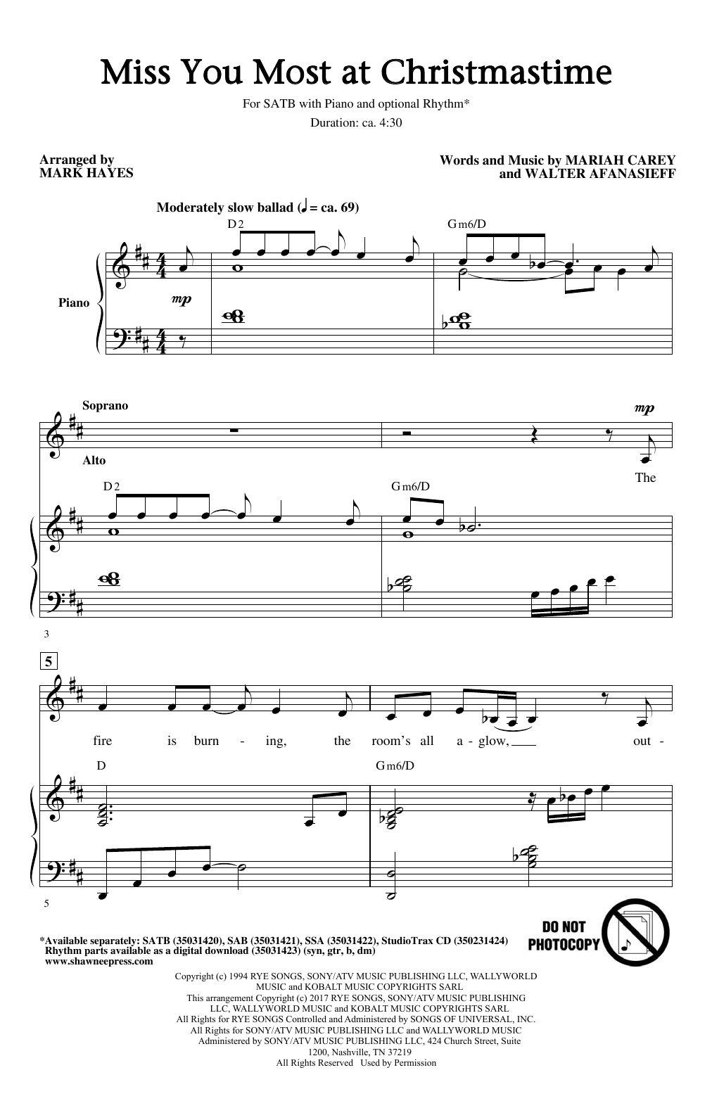 Mark Hayes Miss You Most At Christmas Time Sheet Music Notes & Chords for SATB - Download or Print PDF