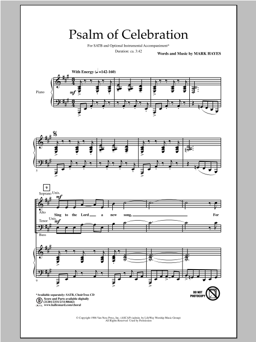 Mark Hayes Psalm Of Celebration Sheet Music Notes & Chords for SATB - Download or Print PDF