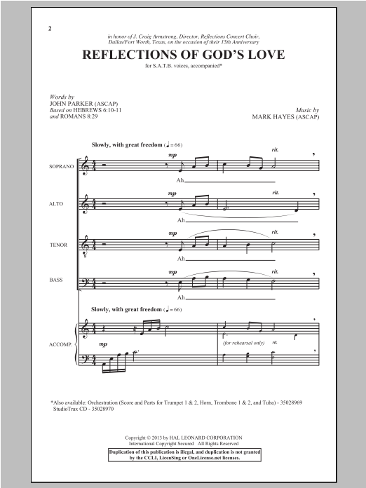 Mark Hayes Reflections Of God's Love Sheet Music Notes & Chords for SATB - Download or Print PDF