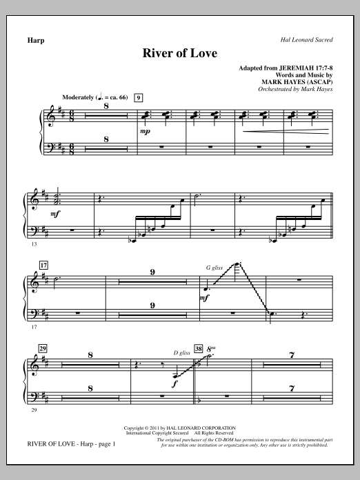 Mark Hayes River Of Love - Harp Sheet Music Notes & Chords for Choir Instrumental Pak - Download or Print PDF