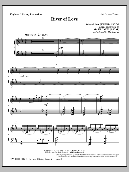 Mark Hayes River Of Love - Keyboard String Reduction Sheet Music Notes & Chords for Choir Instrumental Pak - Download or Print PDF