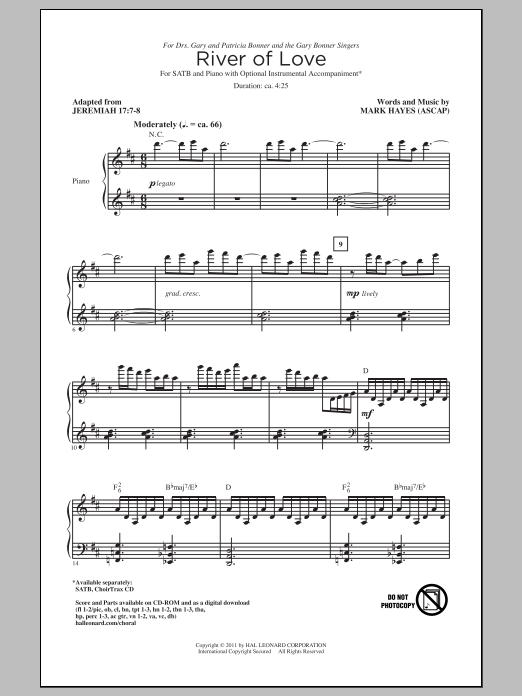 Mark Hayes River Of Love Sheet Music Notes & Chords for SATB - Download or Print PDF