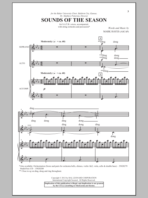 Mark Hayes Sounds Of The Season Sheet Music Notes & Chords for SATB - Download or Print PDF