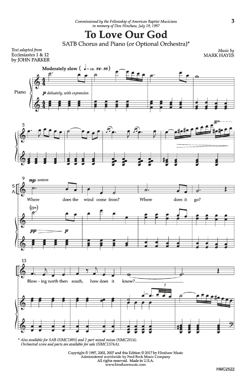 Mark Hayes To Love Our God Sheet Music Notes & Chords for Choral - Download or Print PDF