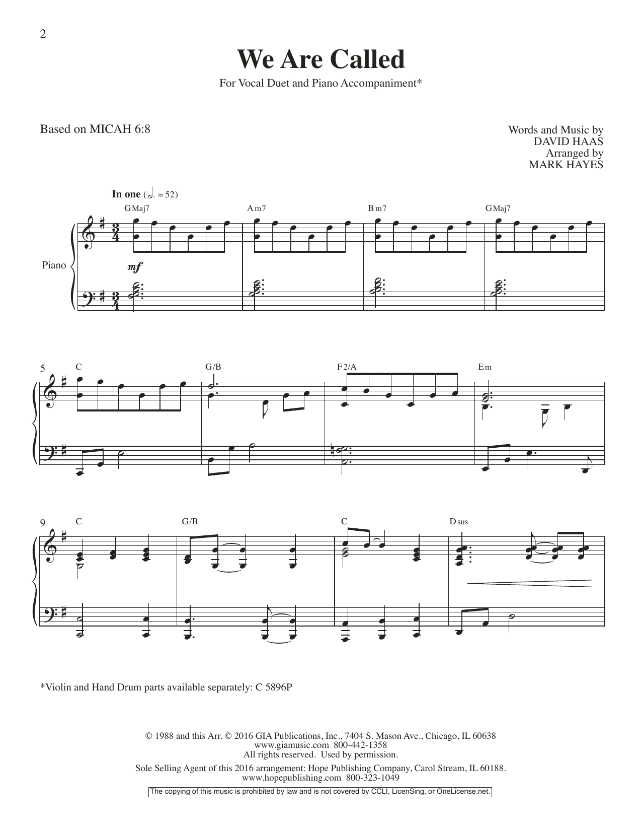 Mark Hayes We Are Called Sheet Music Notes & Chords for Vocal Duet - Download or Print PDF