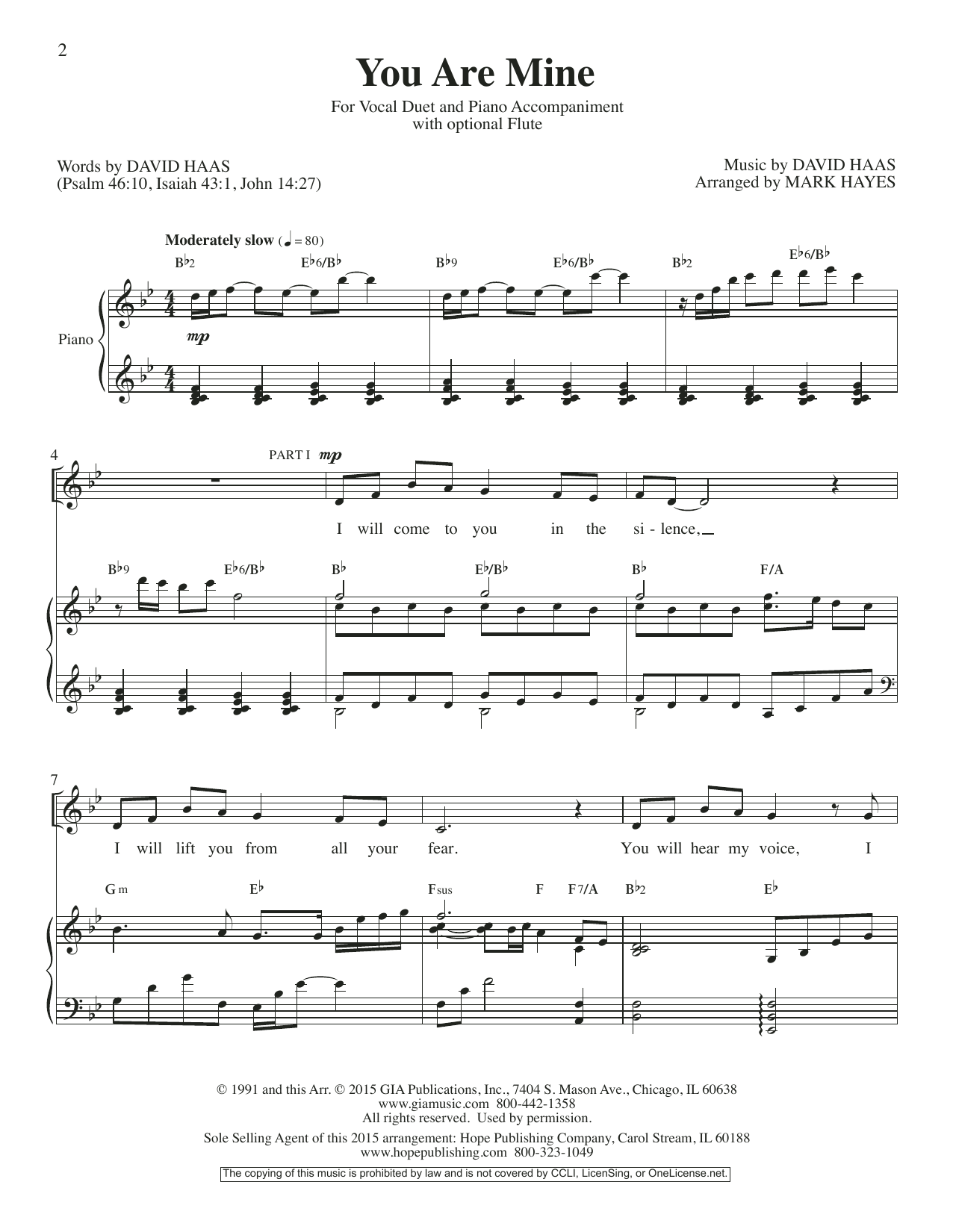 Mark Hayes You Are Mine Sheet Music Notes & Chords for Vocal Duet - Download or Print PDF