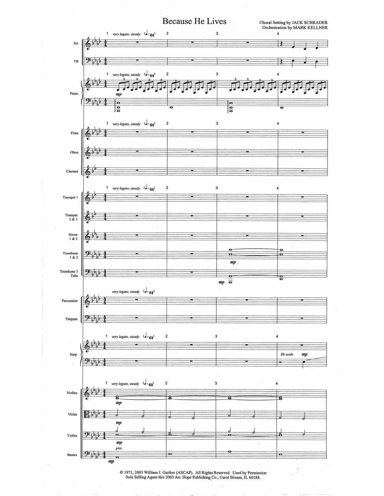 Mark Kellner Because He Lives - Full Score Sheet Music Notes & Chords for Choir Instrumental Pak - Download or Print PDF
