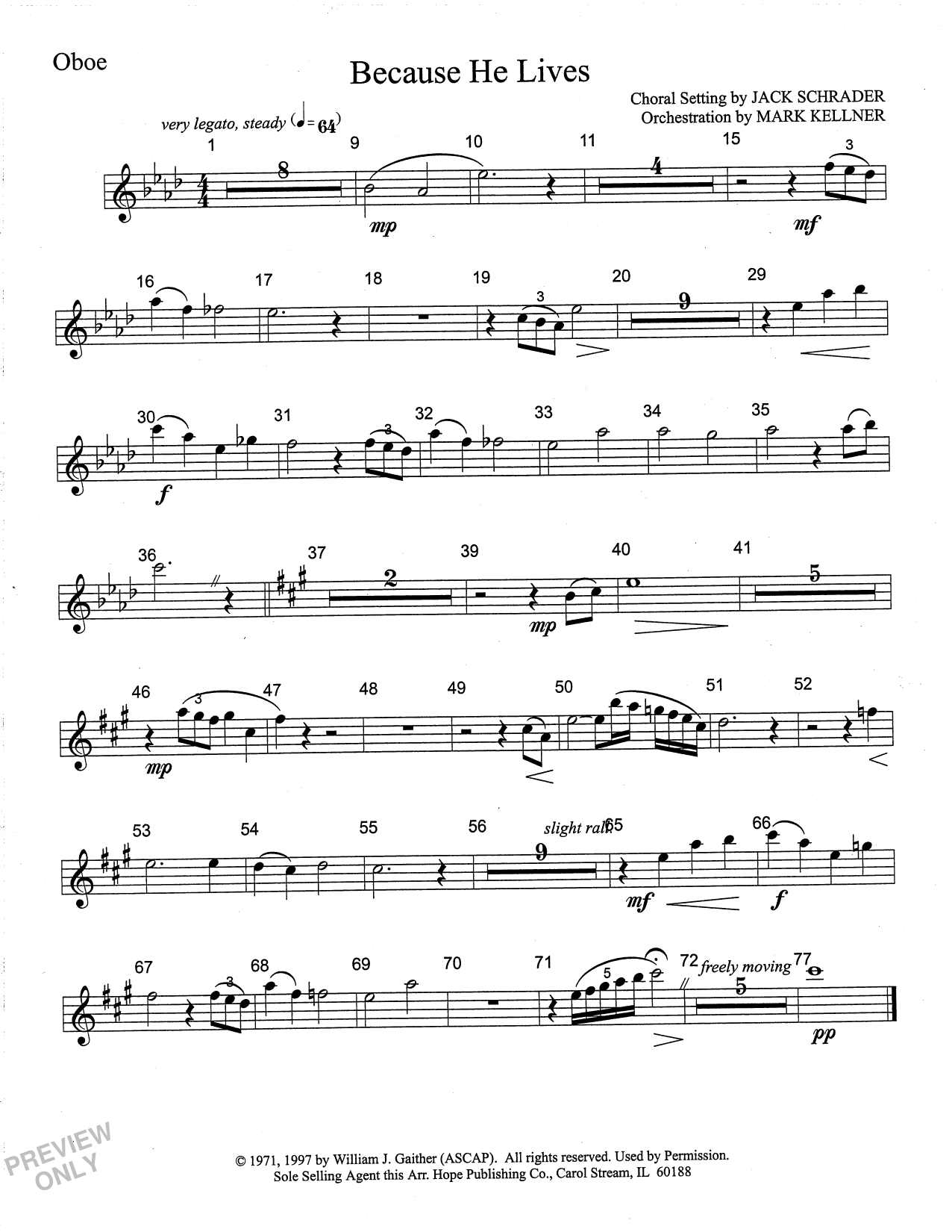 Mark Kellner Because He Lives - Oboe Sheet Music Notes & Chords for Choir Instrumental Pak - Download or Print PDF