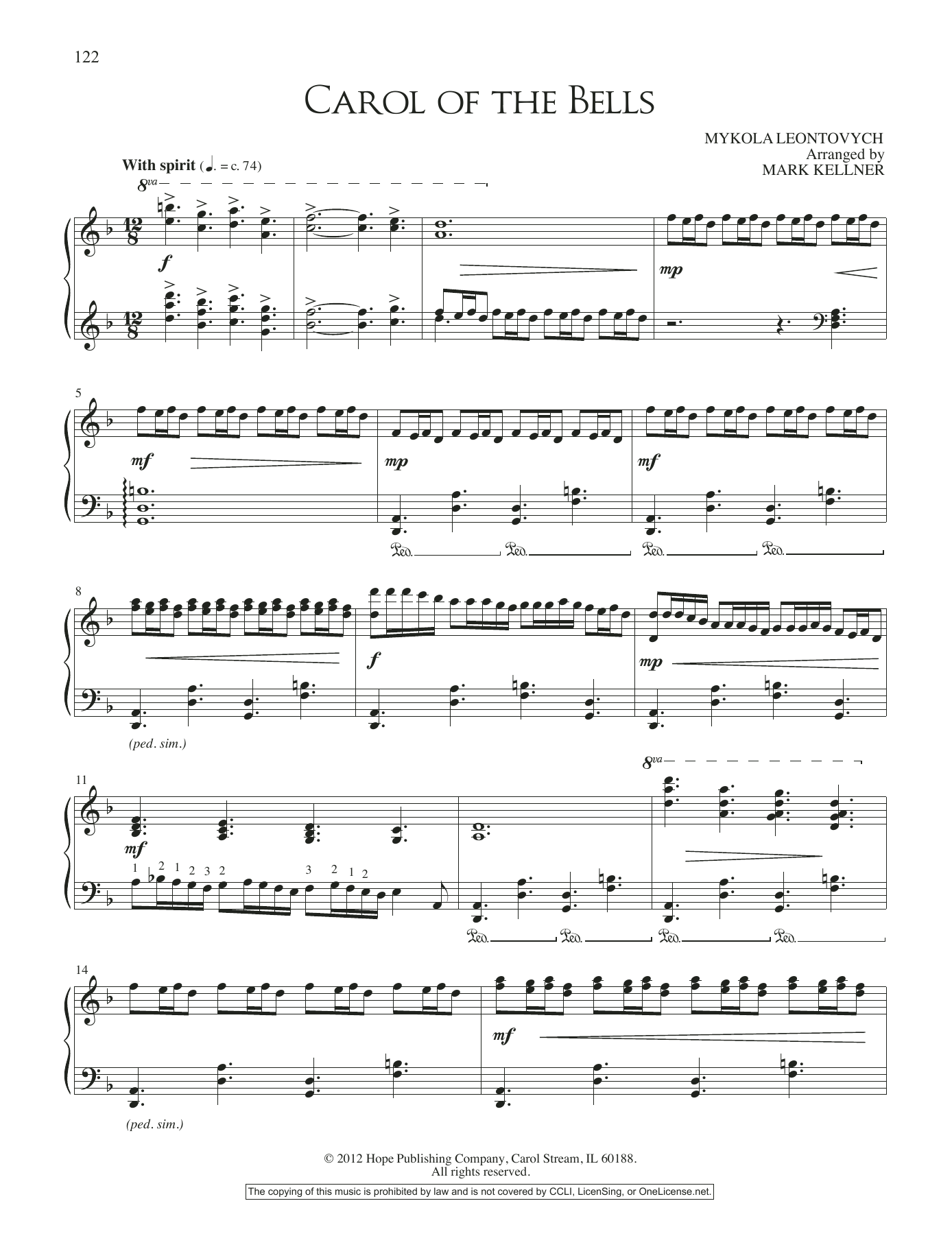 Mark Kellner Carol of the Bells Sheet Music Notes & Chords for Piano Solo - Download or Print PDF