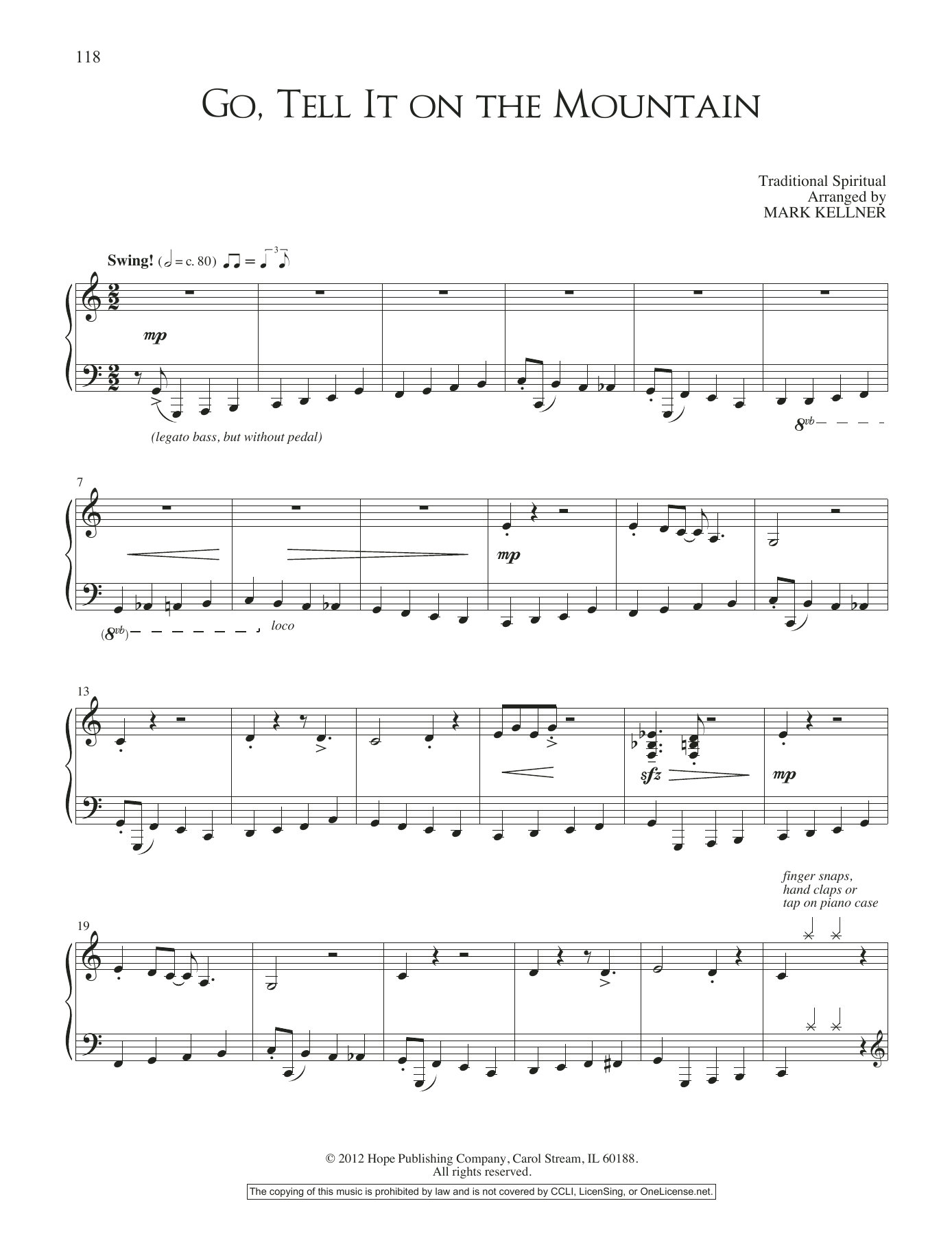 Mark Kellner Go, Tell It on the Mountain Sheet Music Notes & Chords for Piano Solo - Download or Print PDF