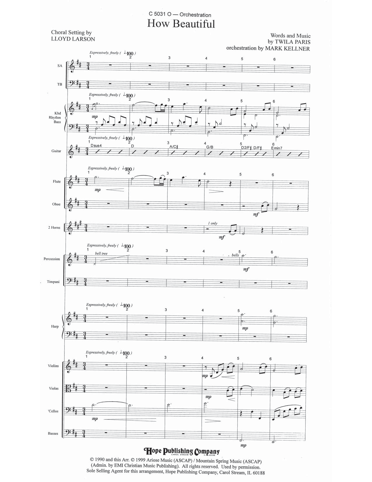 Mark Kellner How Beautiful - Full Score Sheet Music Notes & Chords for Choir Instrumental Pak - Download or Print PDF