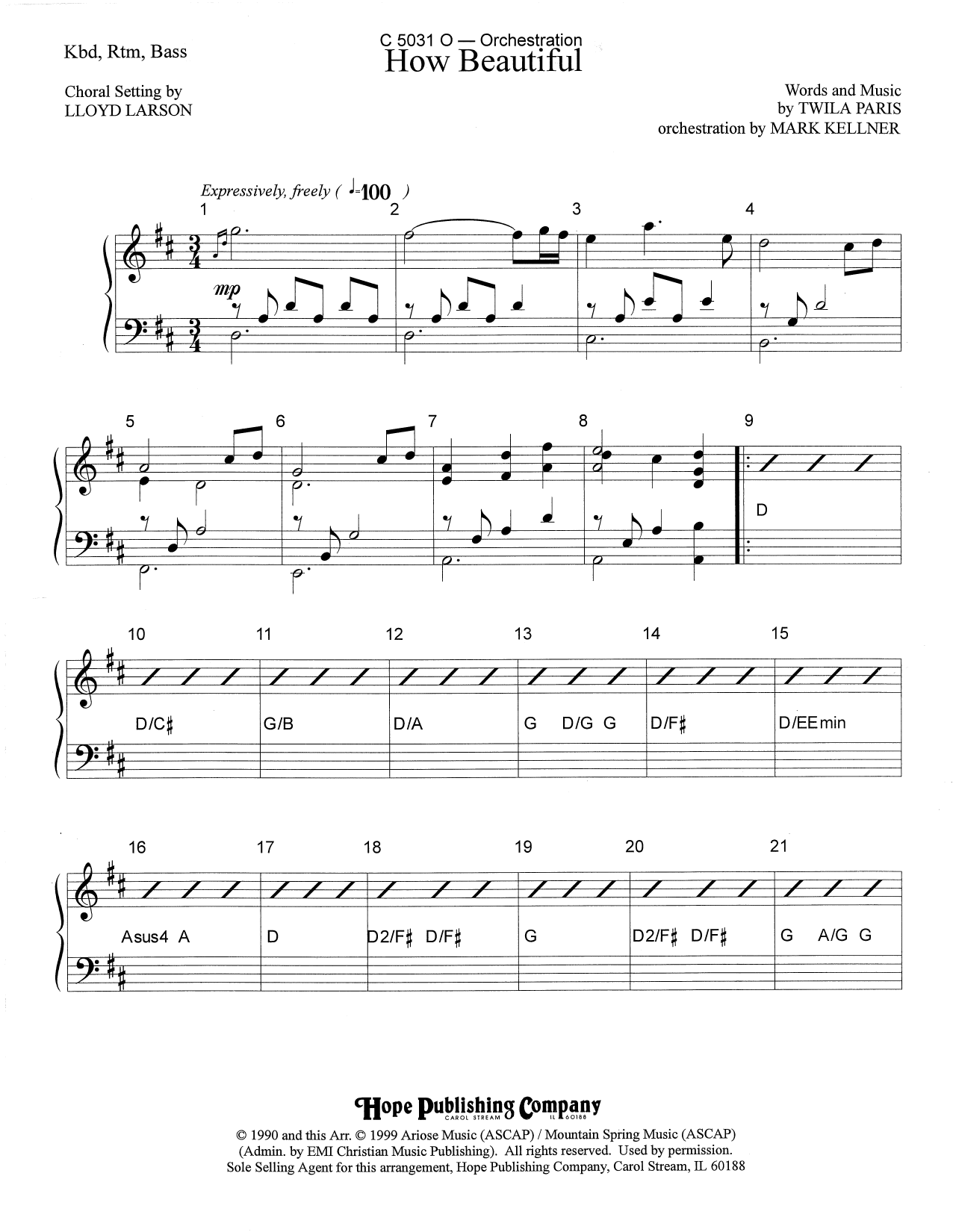 Mark Kellner How Beautiful - Rhythm Sheet Music Notes & Chords for Choir Instrumental Pak - Download or Print PDF