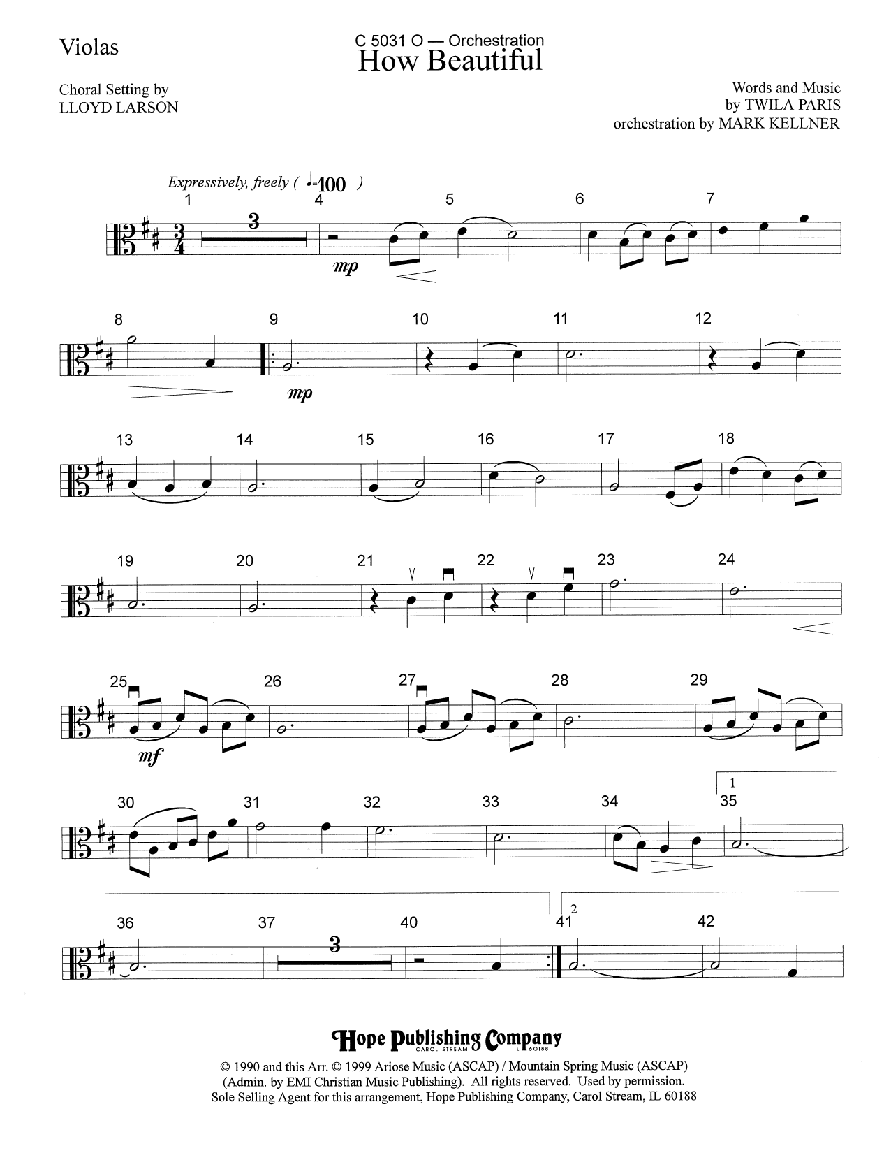 Mark Kellner How Beautiful - Viola Sheet Music Notes & Chords for Choir Instrumental Pak - Download or Print PDF