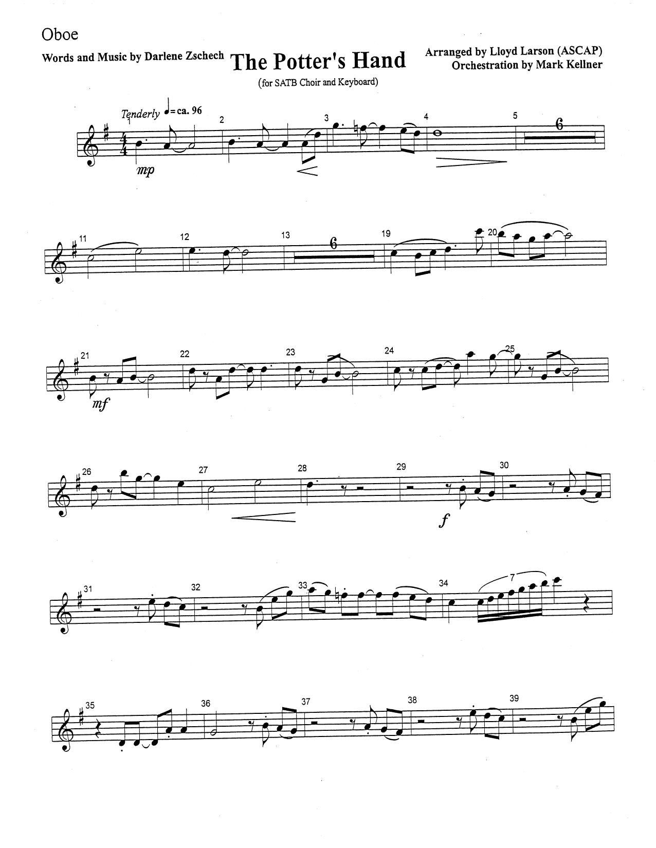 Mark Kellner The Potter's Hand - Oboe Sheet Music Notes & Chords for Choir Instrumental Pak - Download or Print PDF