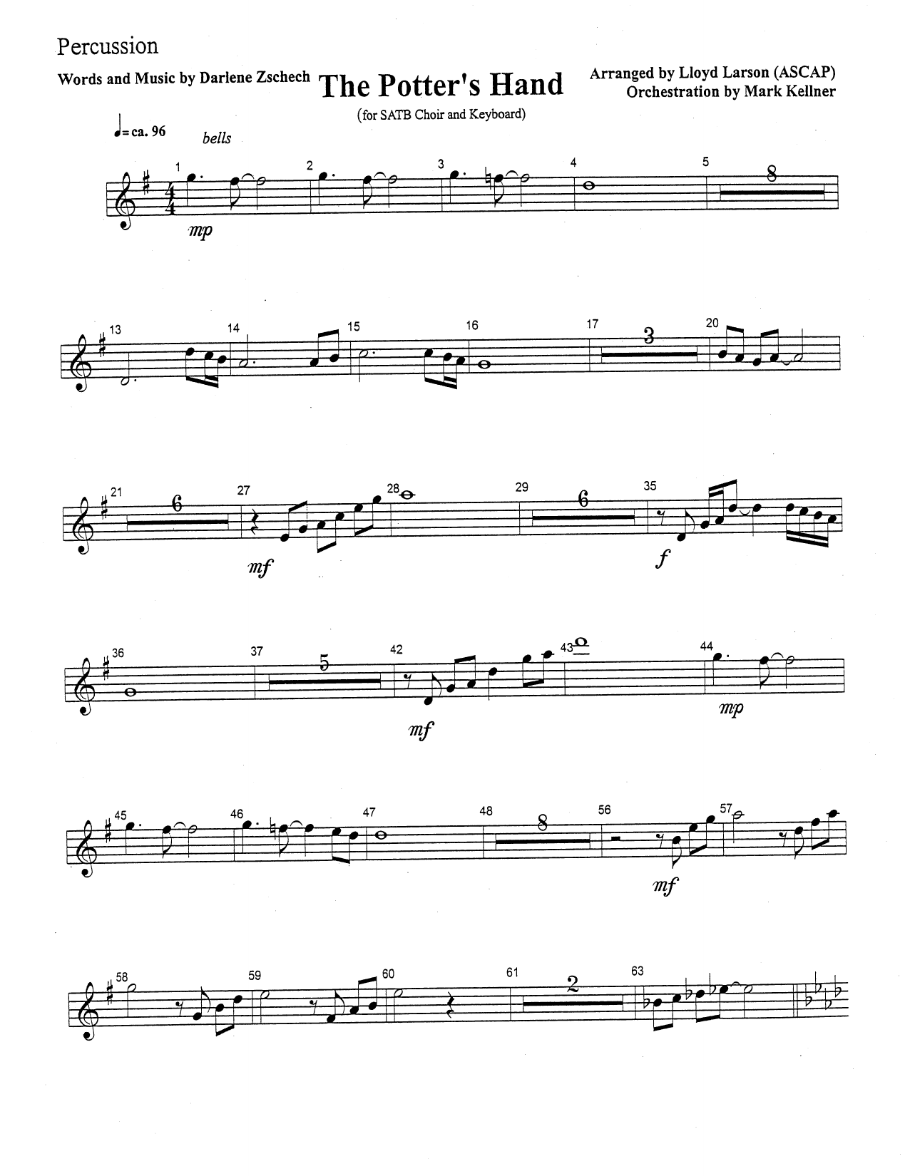 Mark Kellner The Potter's Hand - Percussion Sheet Music Notes & Chords for Choir Instrumental Pak - Download or Print PDF