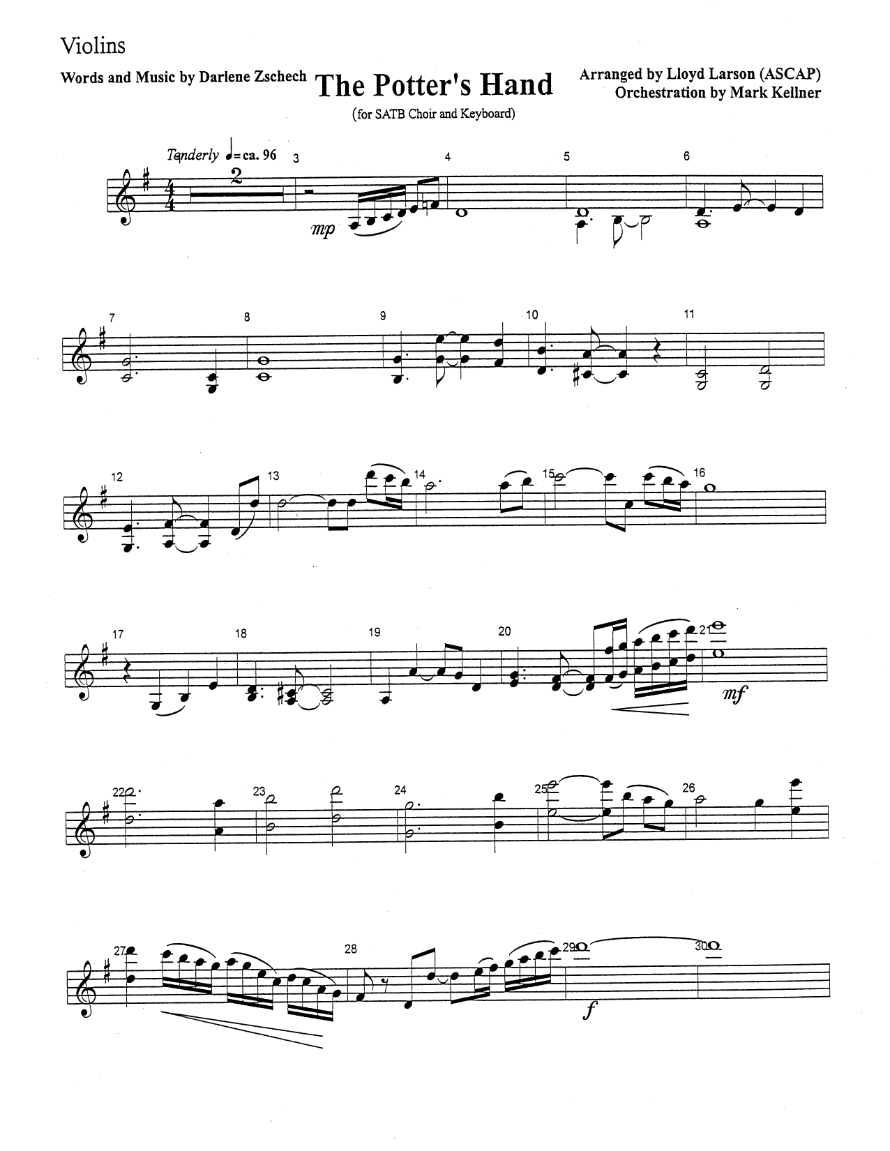 Mark Kellner The Potter's Hand - Violin Sheet Music Notes & Chords for Choir Instrumental Pak - Download or Print PDF