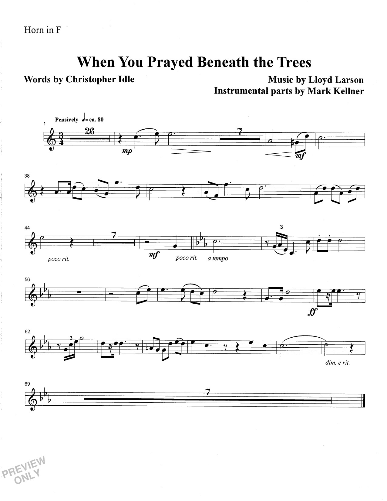 Mark Kellner When You Prayed Beneath The Trees - Flugelhorn Solo Sheet Music Notes & Chords for Choir Instrumental Pak - Download or Print PDF