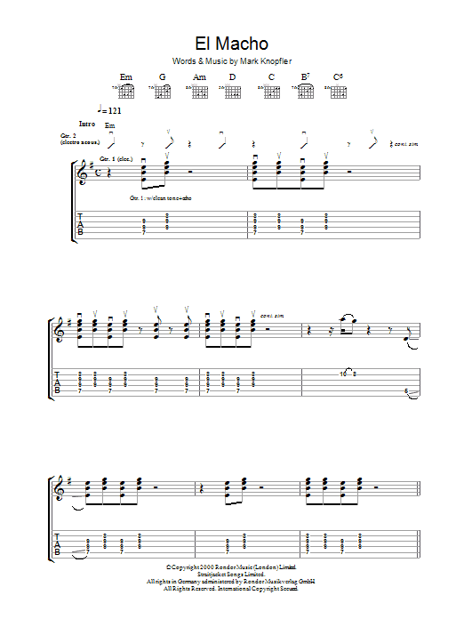 Mark Knopfler El Macho Sheet Music Notes & Chords for Guitar Tab - Download or Print PDF