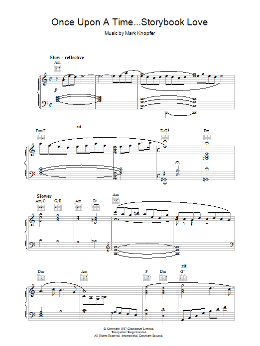 Mark Knopfler Once Upon A Time...Storybook Love (from The Princess Bride) Sheet Music Notes & Chords for Piano - Download or Print PDF